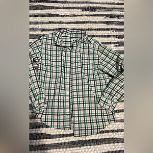 Janie and Jack Green and White Plaid Button Down Shirt